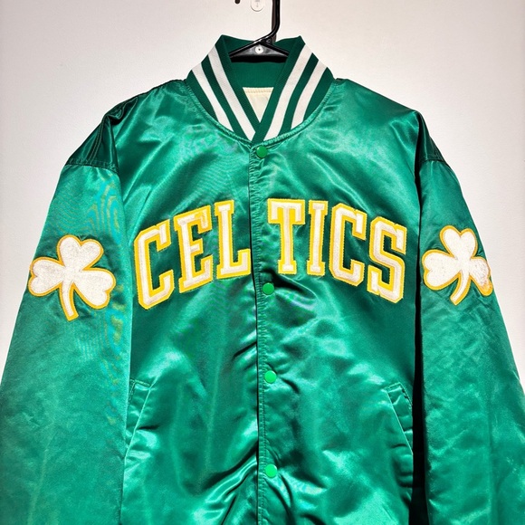 Vintage Boston Celtics Starter Jacket XL 80s 90s NBA Green Satin Bomber - Picture 2 of 16